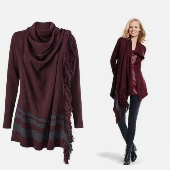 Cabi Port Fringe Wrap Cardigan Sweater 3002 - Smal - Picture 2 of 4
